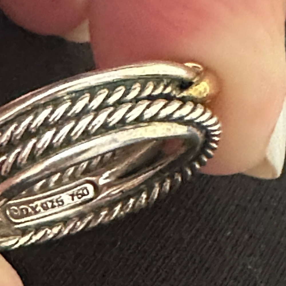 David Yurman X Crossover Band Ring in Sterling Silver with 18K Yellow Gold - Picture 2 of 12